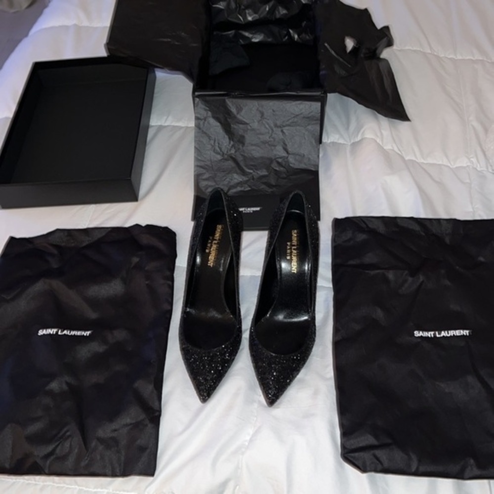 NEW Saint Laurent YSL 100% Authentic glitter heels‎ 👠 - Picture 5 of 9